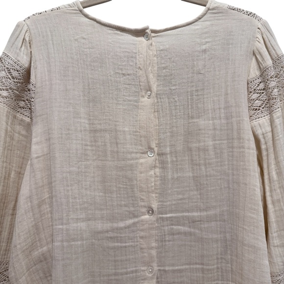 Indi & Cold Cotton Gauze Long Sleeve Top Boho Cottage Prairie Peasant Cream XL - Picture 8 of 12
